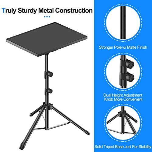 OUKMIC Projector Stand Laptop Tripod Stand Adjustable Height Tilt w/ Gooseneck Phone Holder, Universal Portable Projector Table Up to 50'' for Outdoor Movies DJ Equipment, Office Home Studio Stage Use - Thumbnail 3