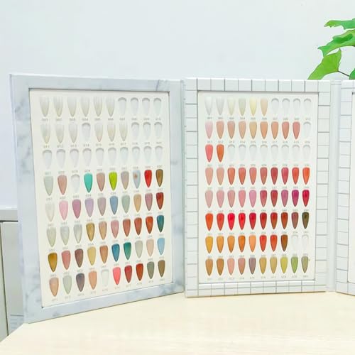 SUPERFINDINGS Nagelfarben Display Buch mit 192 Stück Nagelspitzen Nagellack Display Board Nagelfarben Chart Display Buch Nagellack Muster Buch mit Ersatzspitzen Salon Tools