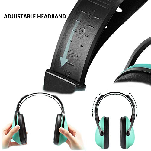 Iwinna Kids Ear Protection Safety Ear Muffs, Noise Cancelling Headphones For Childrens, Adjustable Headband Ear Dfenders For Concerts, Fireworks, Air Shows, Green #TOP3