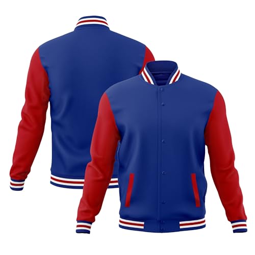 KXK Men’s Fashion Varsity Jacket Causal Cotton Letterman Baseball Bomber Jacket Lightweight Coat