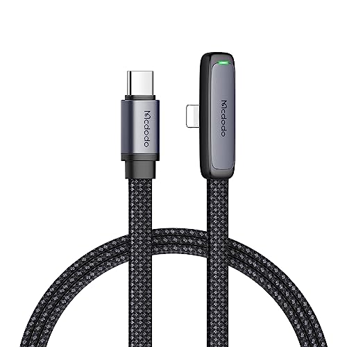 mcdodo 6FT USB C to Lightning Cable 90 Degree Right Angle USB-C to Lightning Charging Cable with LED Indicator Light Compatible with iPhone 14 13 12 11/Pro/ProMax/Plus iPad AirPods iTouch