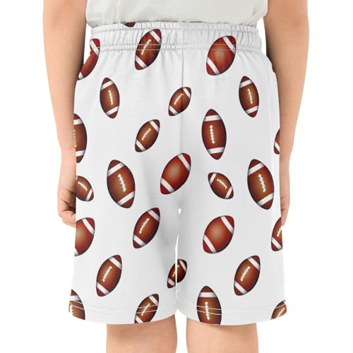 Footballs Athletic Shorts with Zipper Pockets, Youth Boys Athletic Running Shorts for Summer3