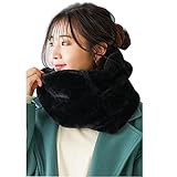 [ZAMLYSYS] 【17色】スヌード レディース メンズ 秋冬 人気 ふわふわ 無地 エコファー 柔らかい 厚手 防寒 一周巻き 軽くてあたたかい 癒しの肌触り あったかい ボリューム ネックウォーマー (ブラック)