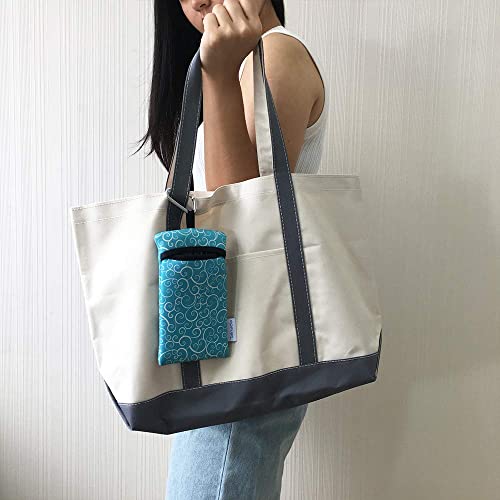 Image of Neoprene Neck Phone Sleeve Bag Pouch w / Clip (Geometric Pattern Turquoise)