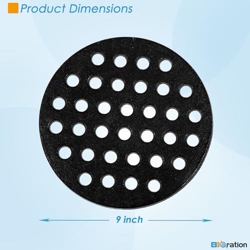BBQration 9-inch Enameled Cast Iron Bottom Fire Grate for Big Green Egg Large, BBQ High Heat Charcoal Fire Plate for Kamado Joe Classic or Other Ceramic Kamado Cooker 18" Big Green Egg Accessories