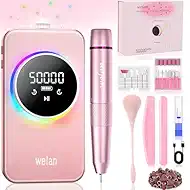 Electric Nail Drill Professional 50000RPM, Electric Nail File Rechargeable Nail Drill Kit 6000mAh Portable Nail Drill for Acrylic Gel Nail, Manicure Pedicure Polishing Nail for Salon Home