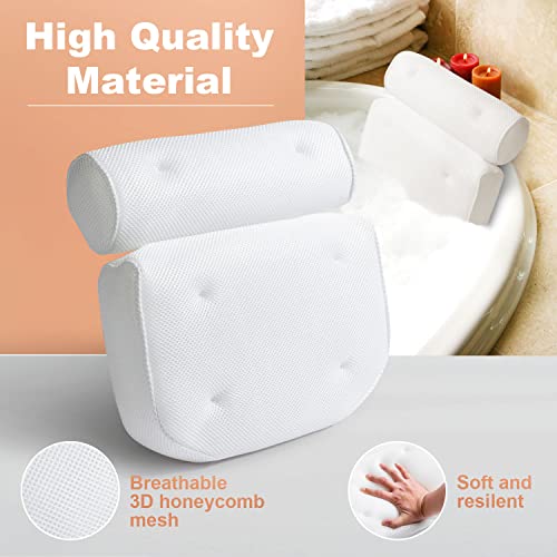 Bath Pillow for Tub, Luxury Bathtub Pillow Back Neck Support Pillow, Relaxing Spa Headrest Cushion for Women Adults Gifts, Must Have Comfort Bathtub Accessories - Thumbnail 5
