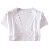 Mullsan Women's Short Sleeve Shrug Cardigan Top (White)