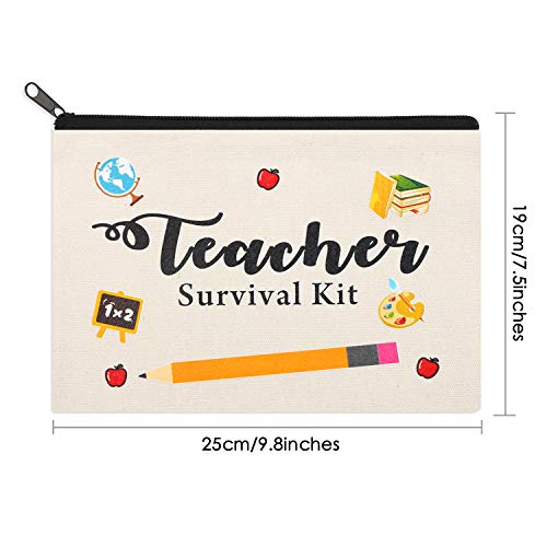 Kolewo4ever 16 Pieces Teacher Appreciation Gift bags Makeup Pouch Canvas Cosmetic Bag Travel Toiletry Case with Zipper for Teacher Gifts - Image 5