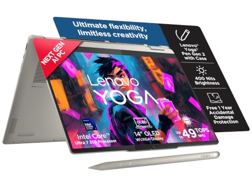 Image of Lenovo Yoga 7 2-in-1 Aura Edition Intel Evo Core Ultra 7 355 (16GB RAM /512GB SSD /14 (35.5cm) /WUXGA OLED /Yoga Pen Gen 2 /Copilot+ PC /Windows 11 /MSO 365 Basic+Office24 /Seashell /1.4Kg), 83TC007YIN