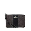 Coach F58035 Corner Zip Wristlet in Signature Coated Canvas Brown Black