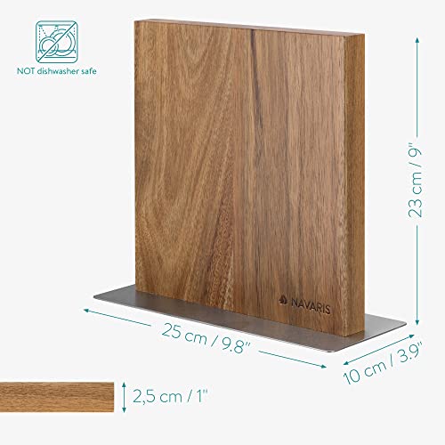 Miniatura 4 de Navaris Soporte Magnético Para Cuchillos De Doble Lado - Bloque Magnético De Acacia Para Cocina - Base Magnética De Madera Con Doble Espacio