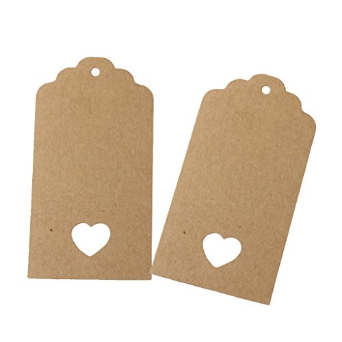 Tojwi 100Pcs Hollow Heart Kraft Paper Gift Tags Wedding Party Favours (Brown) #TOP3