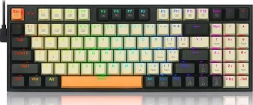 Wired Mechanical Gaming Keyboard with RGB Backlit, 94 Keys, Programmable Macro Editing, Numeric Pad, Red Switches, Compact Keyboard Mechanical for Pc Mac Ipad, K636CLO