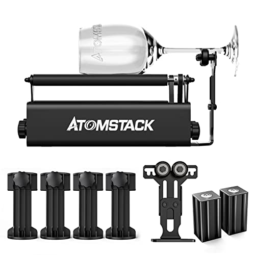 Atomstack R3 Pro Laser Rotary Roller with Separable Support Module and Extension Towers, 360° Y-Axis Rotation Roller, Engraving Auxiliary Module for Laser Engraver, Rotary Roller for Cylinders,