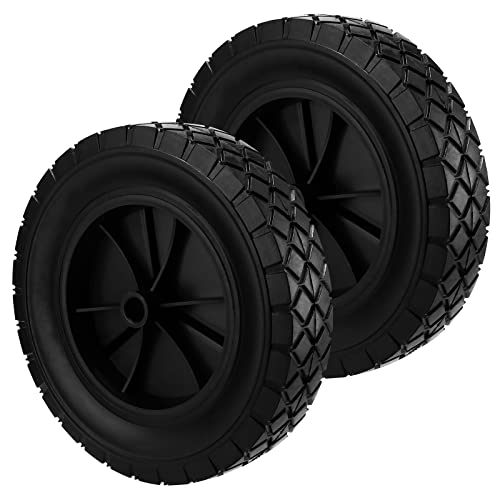 SOUJAP 2 Pack 8 Inch Rubber Wheels, Universal Rubber Replacement Tires, Grill Wheels for Lawnmower, Grill, Hand Truck, 66lbs Load