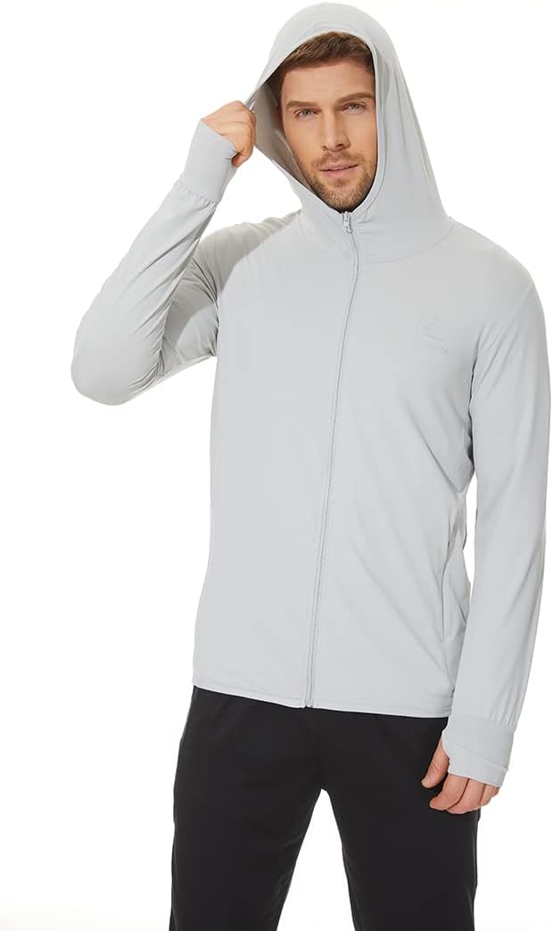 Men's UPF 50+ Sun Protection Hoodie Jacket Zip Up Lightweight Long Sleeve UV Fishing Shirts Quick Dry Zip Pockets - Image 4