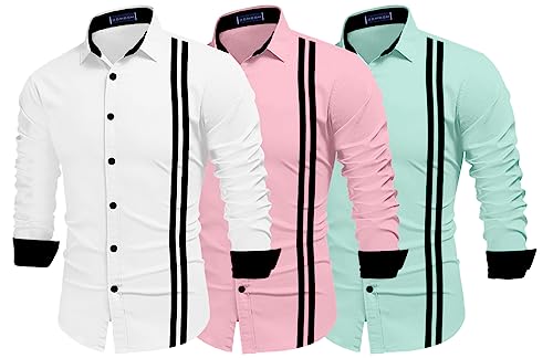 Image of Zombom Men's Striped Regular Fit Shirt