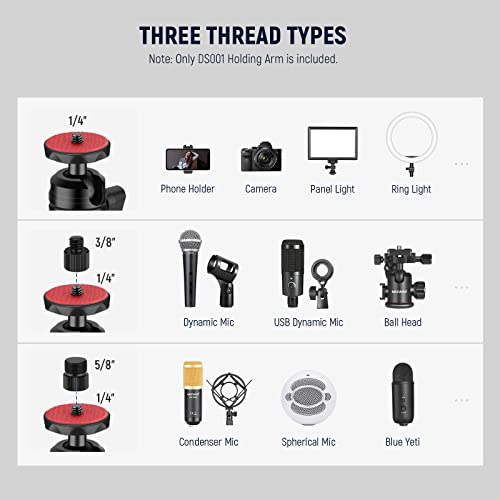 Image of NEEWER DS001 Table Overhead Camera Mount Arm 11.8-20in /30-51 cm Telescopic | Extension Arm for Table Stand, Ball Head Mount, 1 /4 Inch 3 /8 Inch 5 /8 Inch Screws, for Webcam Camera LED Ring Light