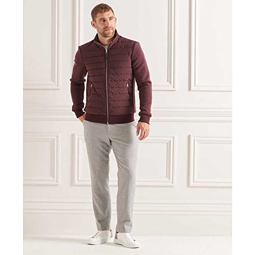 Superdry Mens Studios Padded Knit Mix Jacket, Slim Fit, Recycled Padding Deep Burgundy Size L #TOP6