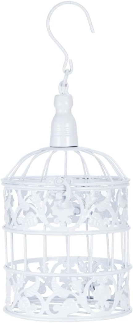 White Metal Bird Cage Hanging Ornament for Wedding Party Decor