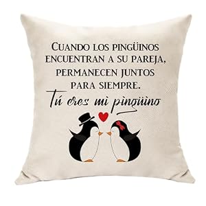 Hasodeo Regalo de Pareja Pingüino Funda de Cojin Regalo para Esposa Marido Mamá y Papá Regalos de San Valentin Decoracion Cojin 45x45 Regalos para Padres Abuelos Aniversario (Pingüino)