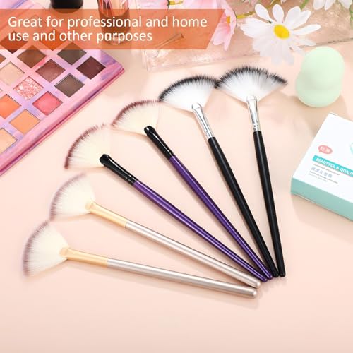 Image of 9 Pieces Facial Fan Mask Brushes, Soft Facial Applicator Brushes Tools for Peel Glycolic Makeup for Mud Cream(Champagne, Purple, Black)