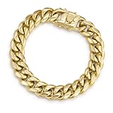 CG&KYGG 12MM 14K Gold Plated Cuban Link Bracelet for Men, 316L Stainless Steel Chain for Women, Gift for Birthday & Holiday(Delicate Package, Double Safety Clasp with 14K Stamp)(12MM,7.5Inch)