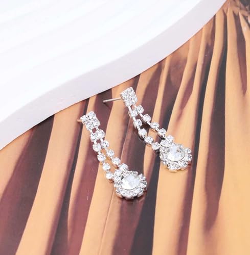 Vintage Crystal Tassel Earrings Cz Teardrop Dangle Earrings Silver Rhinestone Chain Earrings Cz Chandelier Drop Earrings Jewelry for Women3