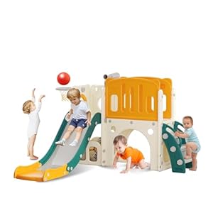 Hoopyosms Kinder Rutsche mit Klettergerüst ZHHT-Green