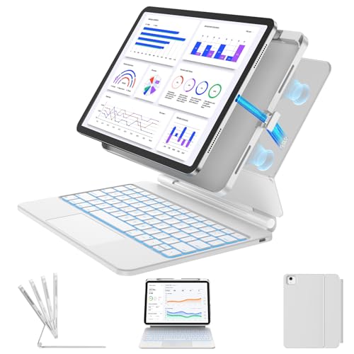 TSQQST iPad Pro 11�C���` �P�[�X (M5/M4 2025/2024) �L�[�{�[�h�t�� �}�W�b�N�L�[�{�[�h �y���V���z���_�[�t�� �}�O�l�b�g�X�^���h �}���`�^�b�`�g���b�N�p�b�h 7�F�o�b�N���t�g ���O���\ �X�}�[�g�R�l�N�^ �z���C�g