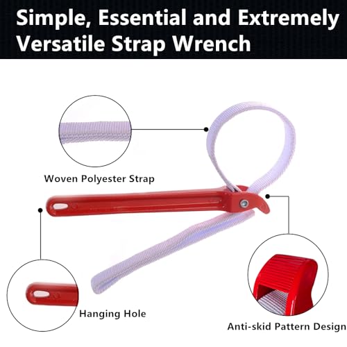 Maxsirui 12\" Adjustable Nylon Strap Pipe Wrench Opener Disassembly Tool - Thumbnail 5