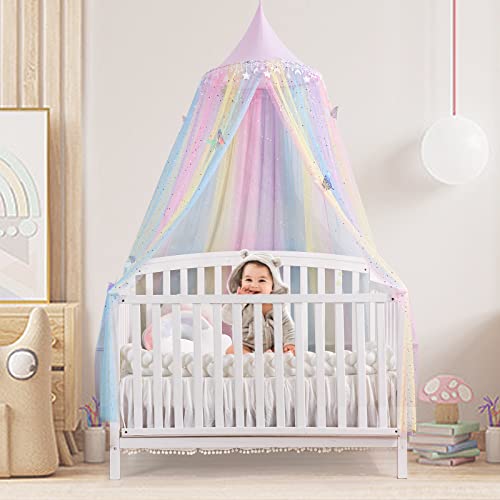 Staolene Rainbow Kids Bed Canopy For Girls Baby Crib With Butterfly Fairy Dream Princess Bed Canopy Hanging Mosquito Net Reading Nook Canopies Room Decor (Rainbow) #TOP3