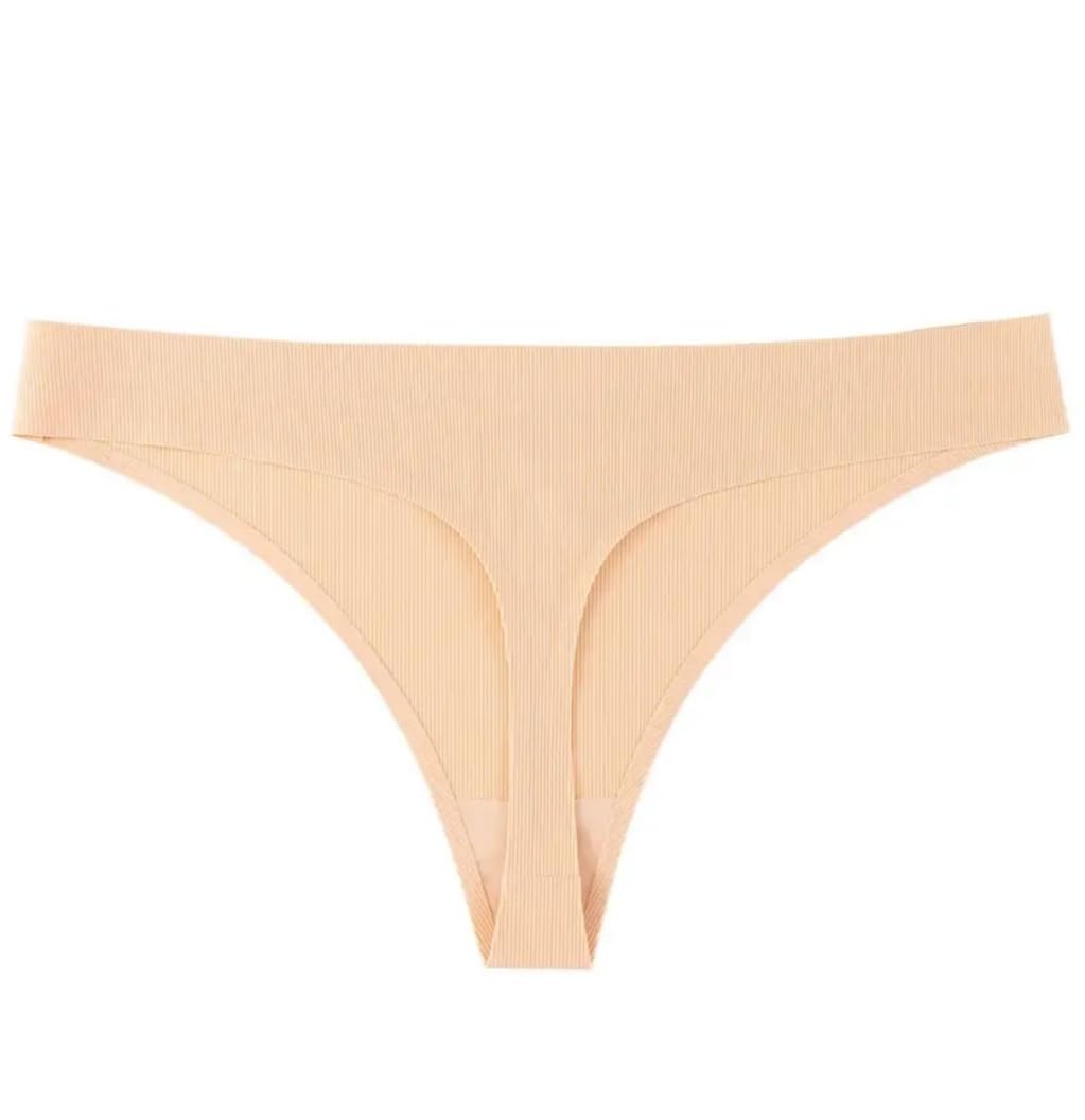 Women Ice Silk G-String Briefs Panties Self Design Strip Seamless Thongs Underwear Lingerie(26-32waist)-image-11