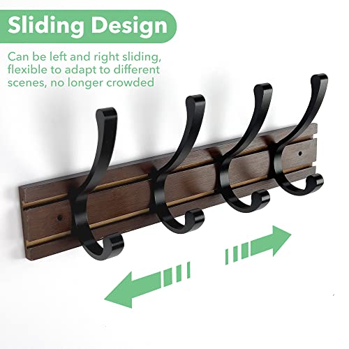 Bussdis Coat Rack Wall Mount - 4 Wall Hooks For Hanging, Coat Hooks Wall Mounted, Bamboo Rustic Farmhouse Heavy Duty Towel Hooks, Coat Hook Rail For Coats, Towel, Hat, Keys, Purse, Bag And Robe #TOP1