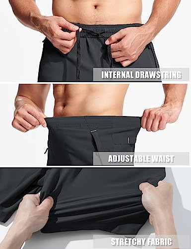 Magcomsen Mens Workout Shorts Moisture Wicking Gym Shorts Men Volleyball Shorts Summer Athletic Shorts Hiking Shorts 7 Inseam Shorts For Men Dark Grey #TOP2