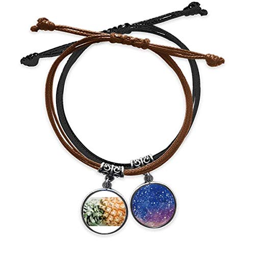 Pulsera de piña y cuero cielo con cadena de alta resistencia