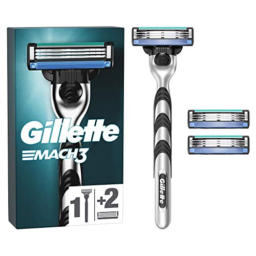 Gillette Mach3 Maquinilla De Afeitar Para Hombre, Diseñada Con Acero De Corte Preciso Para Durar 15 Afeitados Por Hoja +3 Cuchillas de Recambio