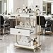 Belandi Salon Rolling Cart with Drawers, Utility Cart Esthetician Cart with 3 Shelves & Hair Dryer Holder, Mobile Spa Salon Cart for Beauty Spa（White）
