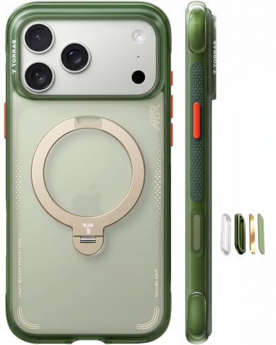 TORRAS Q3 Air for iPhone 18 Pro Max Case, 360 Magnetic Stand-Ever Green