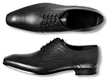 Roy Robson Herren Anzugschuhe Business Lederschuhe Schnürhalbsschuhe Derby (Schwarz, Numeric_43)