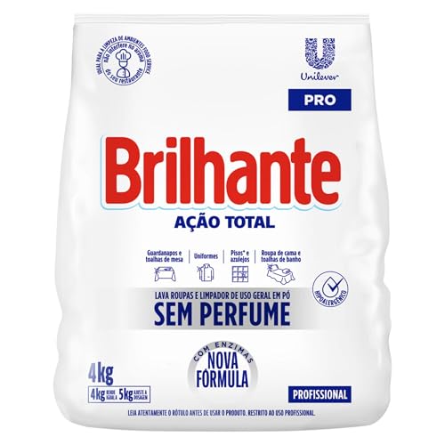 Detergente em Pó de Uso Geral sem Perfume Brilhante Limpeza Total Pro Pacote 4kg, Brilhante  