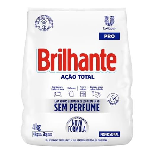 Brilhante Detergente Em Pó De Uso Geral Sem Perfume Limpeza Total Pro Pacote 4Kg