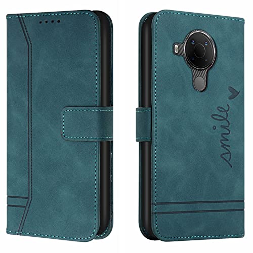 Lihondar Funda para Nokia 3.4/5.4, Premium PU Cuero Billetera Tapa Flip Protectora Carcasa Libro Case Magnético con Tapa y Ranura para Tarjetas Piel Cartera para Nokia 3.4/5.4 (Verde) Cover