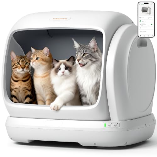 MeoWant Arenero Gatos Autolimpiable 106L, Extra Grande, Entrada Baja, Sensor de Seguridad, Antipinzamiento,Control Mediante App, Libre de Olores, Arenero Automatico XXXL Ideal para Múltiples Gatos