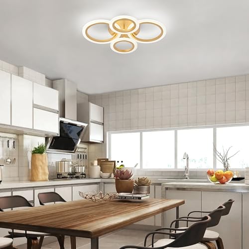 TEMINBU Modern LED Ceiling Light, Gold 4 Rings Flush Mount Ceiling Light, 4000K Lighting Fixture Ceiling Lamp for Kitchen, Bedroom, Living Room, Laundry Room by TEMINBU - Image 2