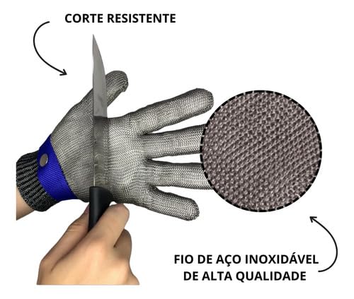 Luva De Açougueiro Anti Corte Profissional Aço Alta Proteção (P)