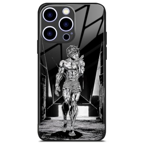 �A�j�� �g�ѓd�b�P�[�X iPhone 16 Pro Max�p Baki Cool Manga Art 9H �����K���X�w�ʁA�\�t�g�V���R���o���p�[�J�o�[