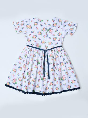 Image of mini mama by Bella Moda Front Button Half Sleeve Printed Dress (White, 3-6M)