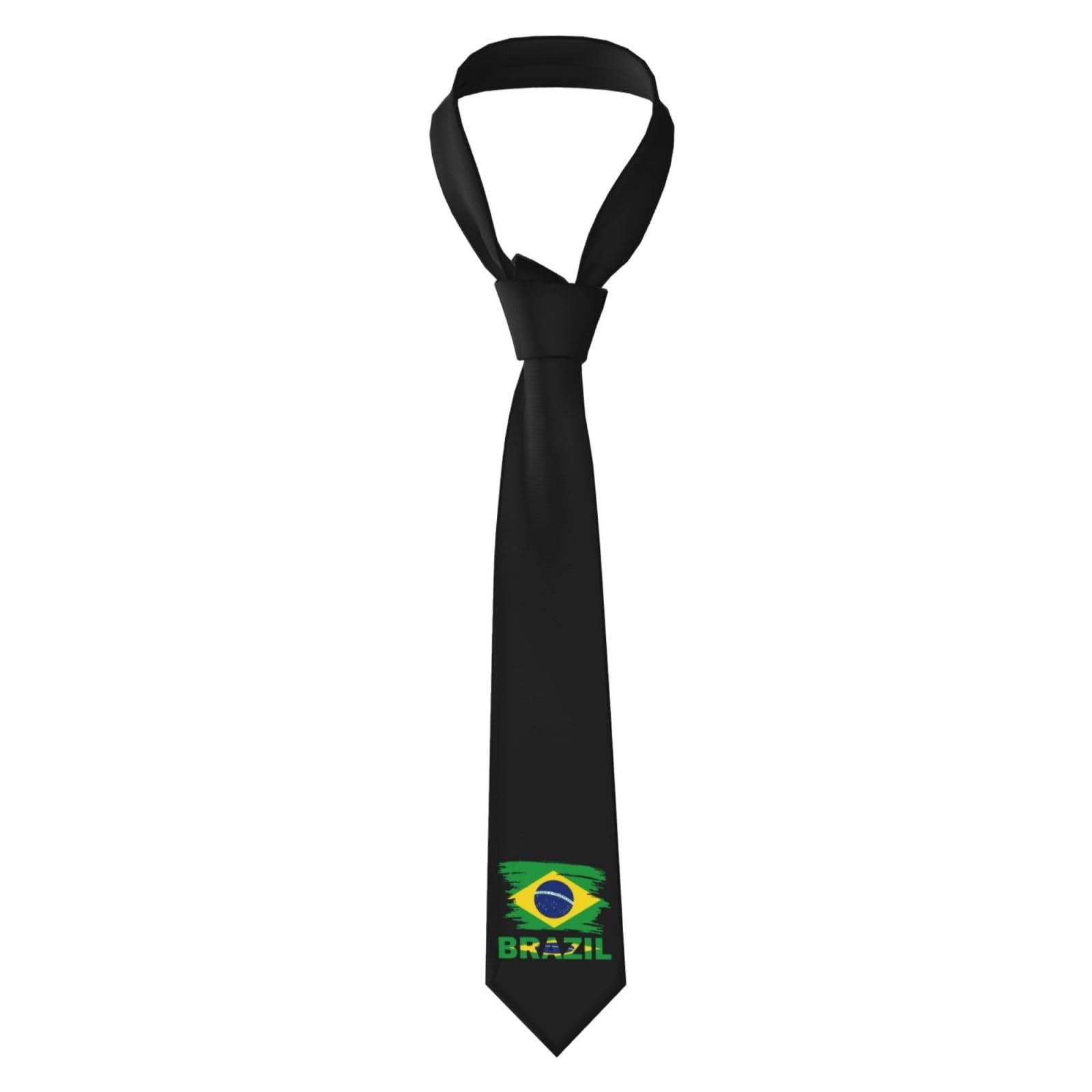 Vintage Brazil Flag Novelty Skinny Men'S Necktie Perfect Formal Events Festive Occasions